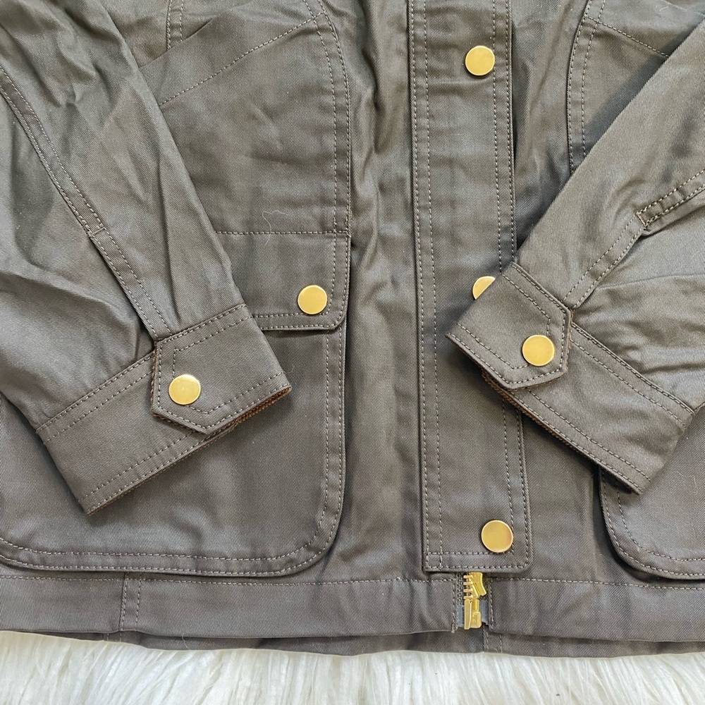 J. Crew Olive Green Jacket with Brown Corduroy Collar - Picture 2 of 8